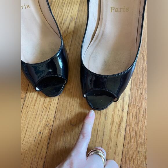 Black Patent Leather Christian Louboutin Peep Toe Pumps - Picture 8 of 8
